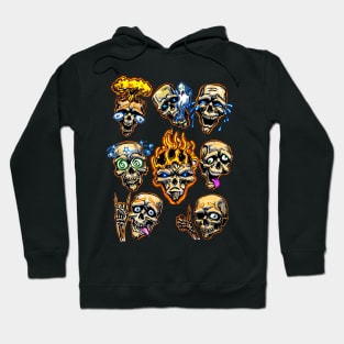 Flaming Silly Skull Faces Hoodie